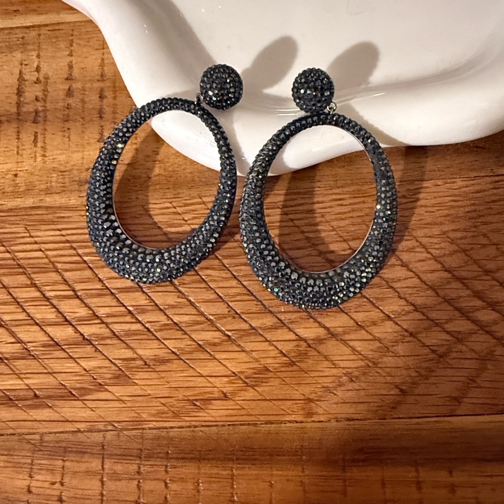 Swarovski Black Hoop Earrings